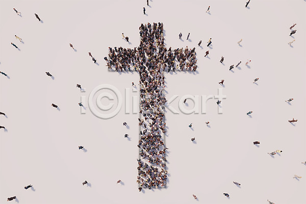함께함 군중 사람 여러명 3D PSD 디지털합성 편집이미지 기독교 디지털아트 상징 십자가 종교