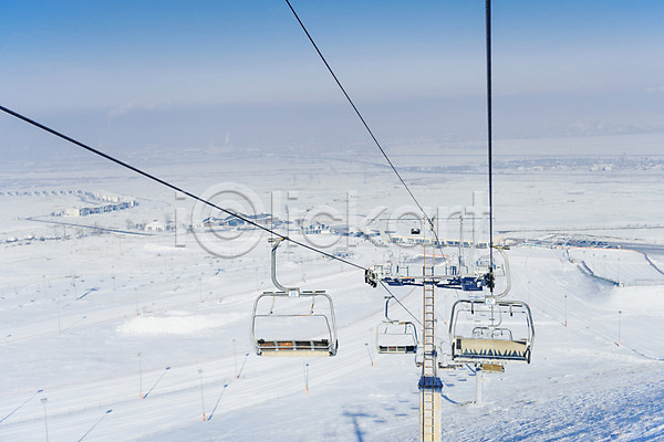 사람없음 JPG 포토 겨울 눈(날씨) 몽골 스키리프트 스키장 야외 주간