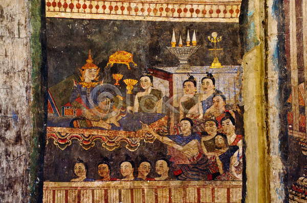 과거 사람없음 JPG 포토 해외이미지 문화 미술 벽화 불교 사찰 여행 옛날 질감 태국 해외202004