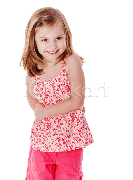 기쁨 행복 호기심 활발 백인 어린이 여자 한명 JPG 포토 해외이미지 1 4 5 6 건강 고립 금발 미소(표정) 분홍색 에너지 유일 종류 표현 해외202004 흰색