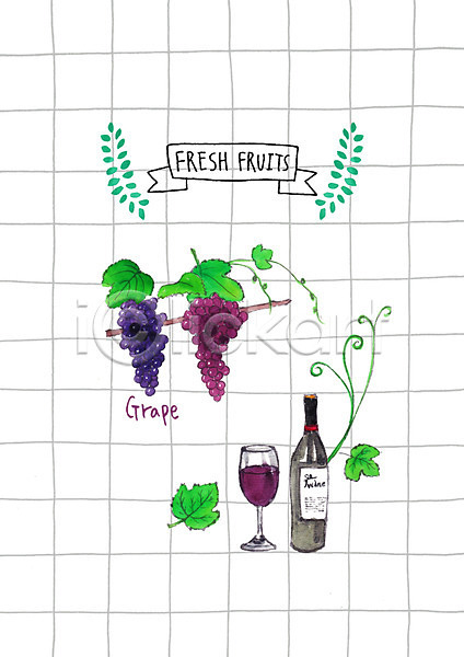 신선 사람없음 PSD 일러스트 과일 와인 와인잔 포도 포도넝쿨 포도잎