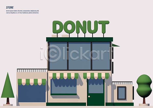 사람없음 3D PSD 디지털합성 편집이미지 3D소스 간판 나무 도넛 문 발코니 상점 창문