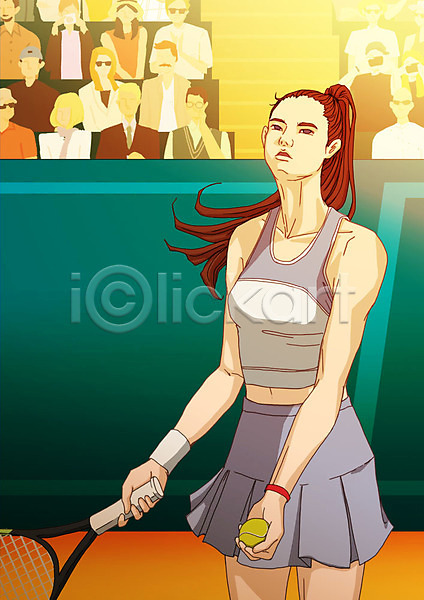 군중 남자 성인 여러명 여자 PSD 일러스트 관람석 들기 상반신 서기 스포츠 아트툰 운동 테니스 테니스라켓 테니스선수 테니스장