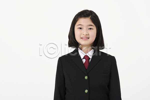 10대 십대여자한명만 여자 한국인 한명 JPG 앞모습 포토 교복 미소(표정) 상반신 스튜디오촬영 실내 여중생 여학생 학생