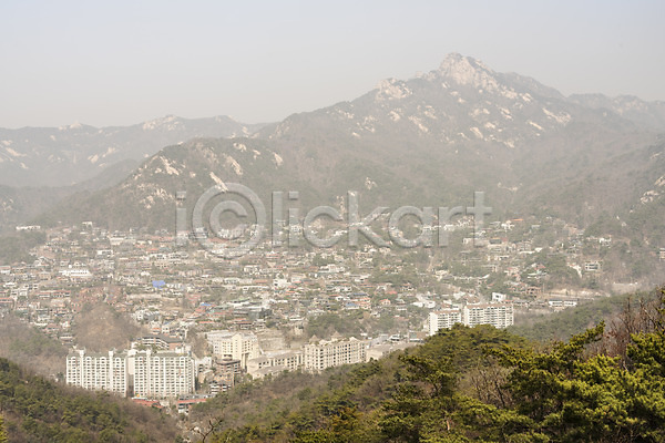 공해 대기오염 사람없음 JPG 포토 도시 먼지 미세먼지 북악산 서울 야외 오염 주간 황사