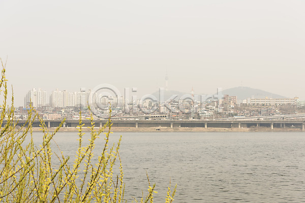 공해 대기오염 사람없음 JPG 포토 다리(건축물) 도시 먼지 미세먼지 서울 야외 오염 주간 한강 황사