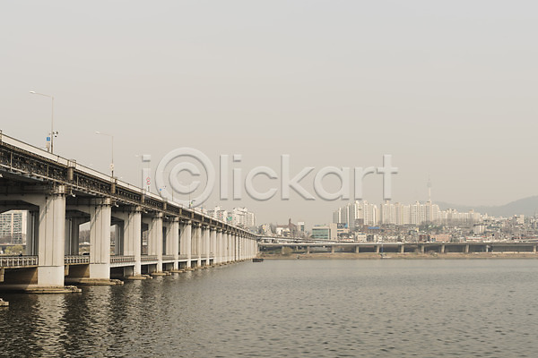 공해 대기오염 사람없음 JPG 포토 다리(건축물) 도시 먼지 미세먼지 반포대교 서울 야외 오염 주간 한강 황사