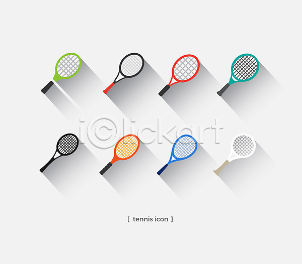 사람없음 AI(파일형식) 아이콘 스포츠용품 여러개 컬러풀 테니스 테니스라켓 테니스용품