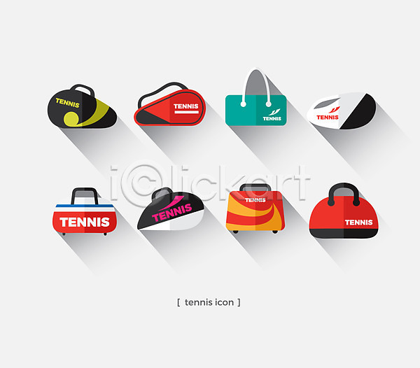 사람없음 AI(파일형식) 아이콘 가방 스포츠용품 여러개 운동가방 테니스 테니스용품