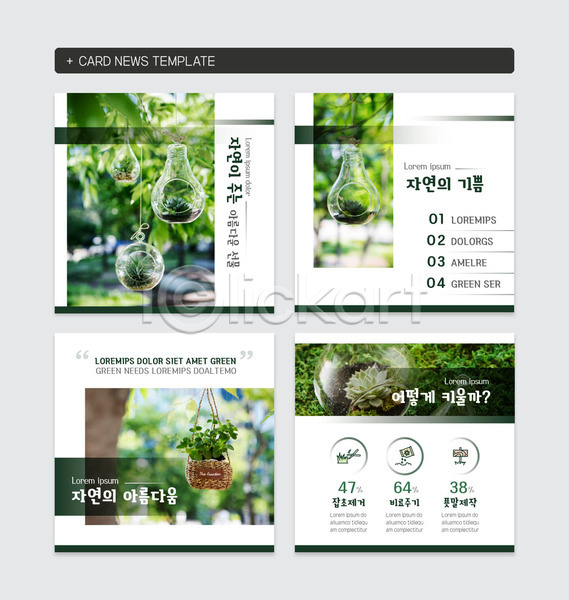 사람없음 PSD 웹템플릿 템플릿 세트 식물 자연 전구 정방형 카드뉴스 화분 환경