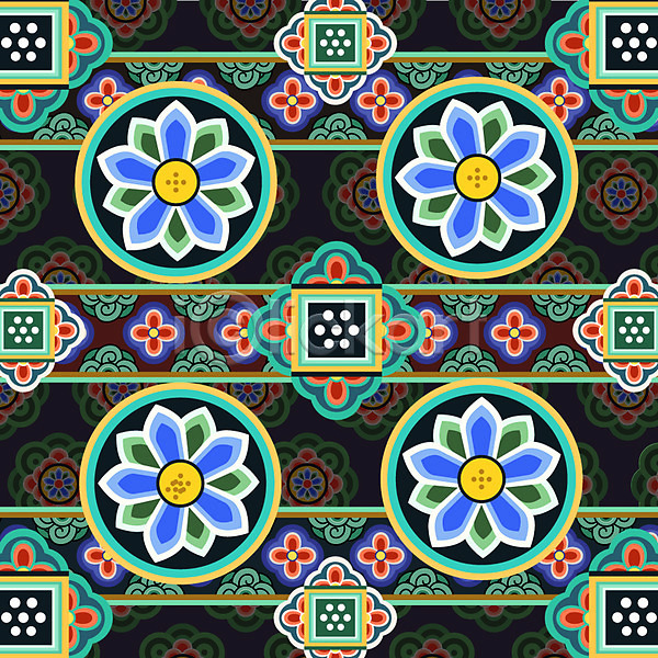 화려 사람없음 AI(파일형식) 일러스트 꽃무늬 단청 단청문양 백그라운드 전통 전통무늬 패턴 한국 한국전통