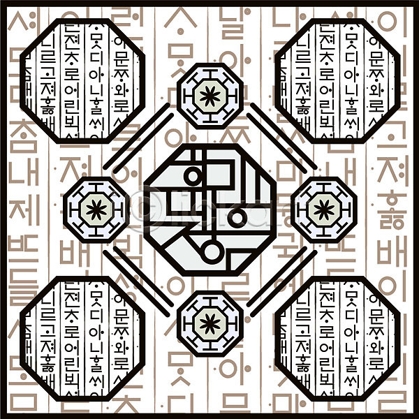 화려 사람없음 AI(파일형식) 일러스트 단청 도형 백그라운드 전통 전통무늬 팔각형 패턴 한국 한국전통 한글