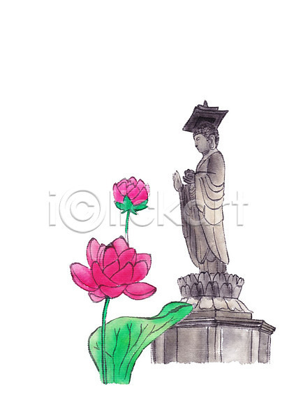 사람없음 PSD 일러스트 부처 부처님오신날 불교 불상 연꽃(꽃)