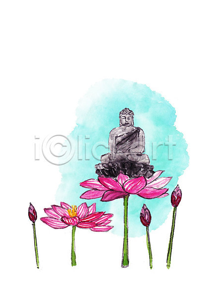 사람없음 PSD 일러스트 번짐 부처 부처님오신날 불교 불상 연꽃(꽃) 연잎