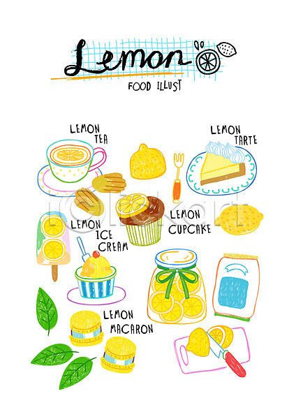 사람없음 AI(파일형식) 일러스트 나뭇잎 나이프 도마 레몬 레몬절임 레몬청 레몬티 마카롱 아이스크림 음식 자르기 타르트 팬케이크