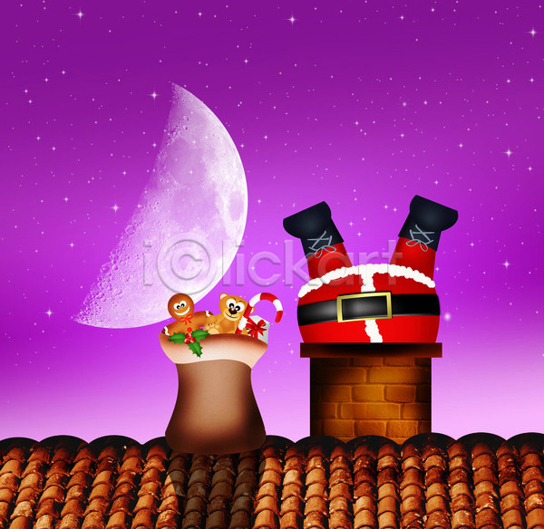 축하 사람없음 JPG 일러스트 포토 해외이미지 2015년 달 달빛 만화 벽난로 산타클로스 새해 선물 야간 옛날 이벤트 지붕 크리스마스 크리스마스트리 해외202004