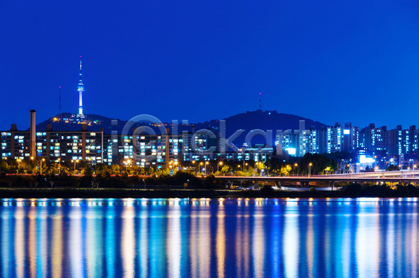 사람없음 JPG 포토 해외이미지 강 건물 남산타워 도시 도시풍경 도심 서울 야간 야경 야외 하늘 한국 해외202004