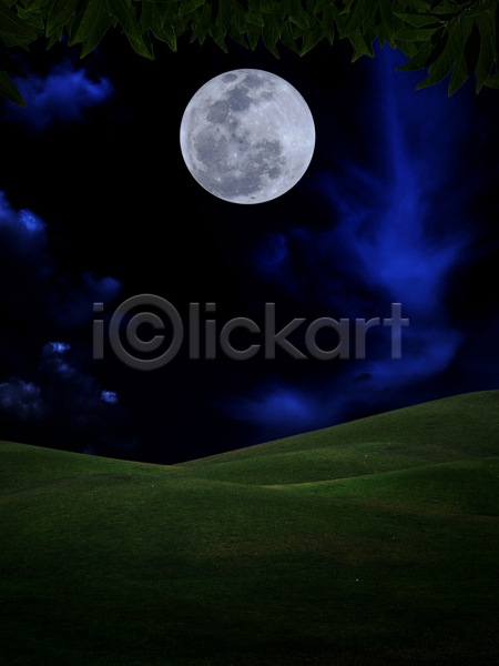 사람없음 JPG 포토 해외이미지 달 보름달 야간 야외 잔디 초원(자연) 풍경(경치) 해외202004