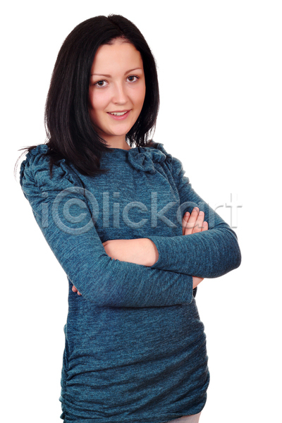 10대 백인 사람 여자 한명 JPG 포토 해외이미지 1 라이프스타일 미소(표정) 서기 응시 포즈 표현 해외202004 흰색