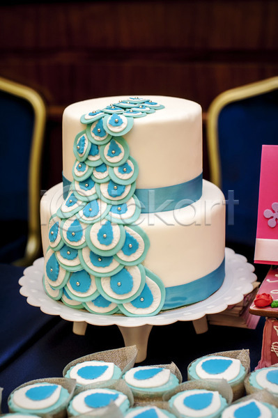 사람없음 JPG 포토 해외이미지 결혼 웨딩케이크 장식 케이크 파란색 해외202004
