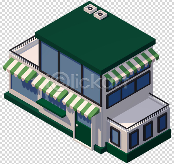 사람없음 3D PNG 디지털합성 편집이미지 3D소스 건물 상점 식당 창문 천막 초록색 편집소스
