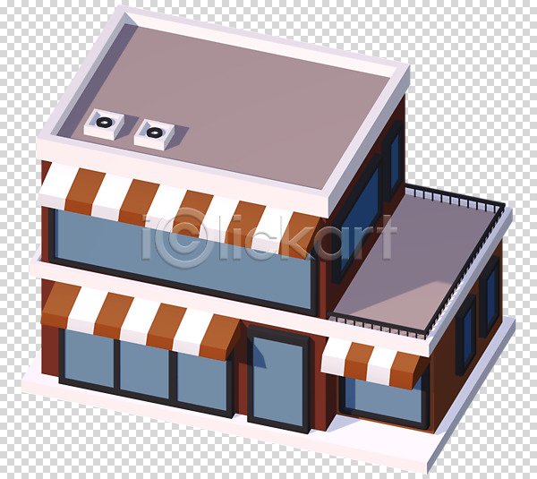 사람없음 3D PNG 디지털합성 편집이미지 3D소스 갈색 건물 상점 식당 창문 천막 편집소스