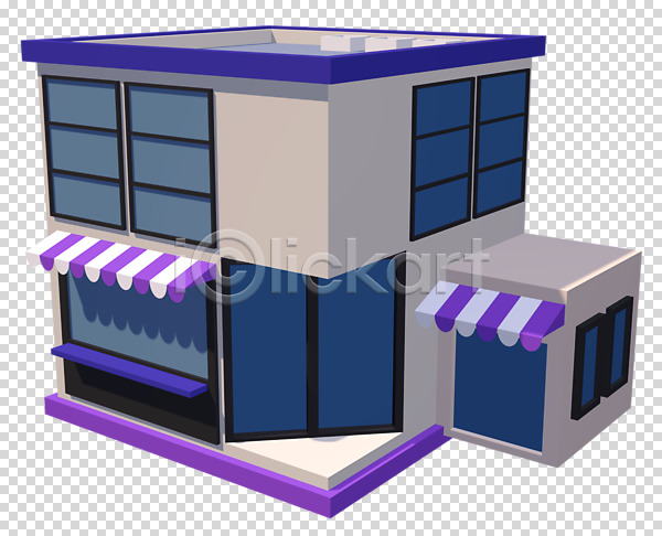 사람없음 3D PNG 디지털합성 편집이미지 3D소스 건물 보라색 상점 식당 창문 천막 편집소스