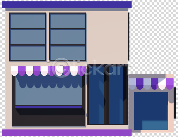 사람없음 3D PNG 디지털합성 편집이미지 3D소스 건물 보라색 상점 식당 창문 천막 편집소스