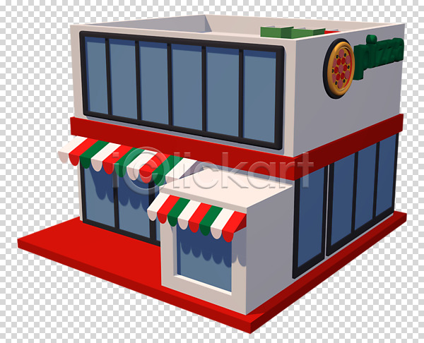 사람없음 3D PNG 디지털합성 편집이미지 3D소스 건물 상점 식당 창문 천막 편집소스 피자 피자집