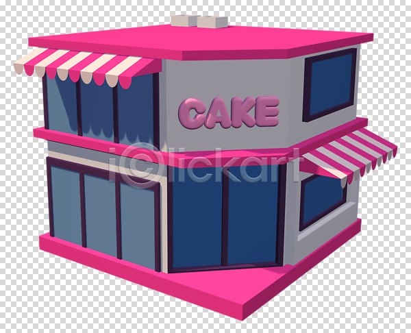사람없음 3D PNG 디지털합성 편집이미지 3D소스 건물 빵집 상점 식당 창문 천막 케이크 편집소스