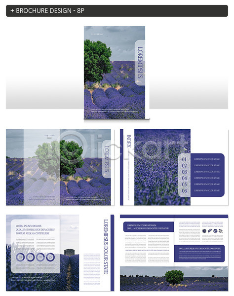 사람없음 INDD ZIP 인디자인 템플릿 꽃밭 나무 보라색 팜플렛 풍경(경치)