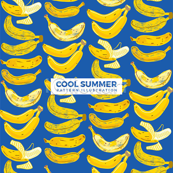 사람없음 AI(파일형식) 일러스트 바나나 바나나껍질 여러개 여름(계절) 패턴