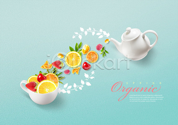 신선 사람없음 PSD 편집이미지 과일 나뭇잎 다양 딸기 레몬 베리 봄 오렌지 유기농 자몽 주전자 체리 컵