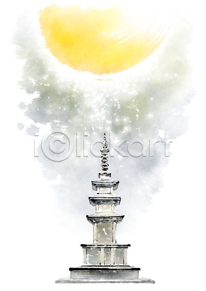 사람없음 PSD 일러스트 달 문화재 번짐 붓터치 석탑 전통문화 캘리그라피 한국문화 한국전통