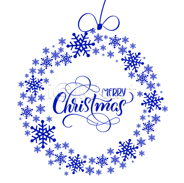 사람없음 JPG 포토 해외이미지 눈꽃무늬 레터링 백그라운드 원형 크리스마스 크리스마스리스 파란색 해외202004