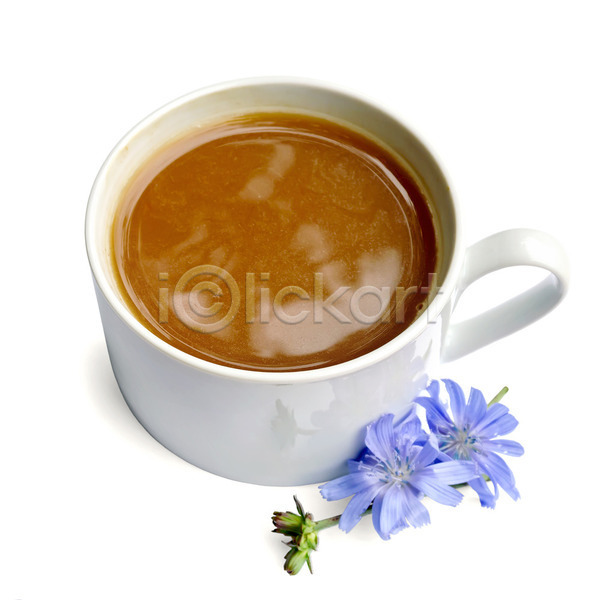뜨거움 사람없음 JPG 포토 해외이미지 갈색 건강 고립 꽃 다이어트 백그라운드 뿌리 식물 실내 아침식사 음료 음식 자르기 자연 재료 정사각형 줄기 치커리 커피 컵 파란색 해외202004 허브 흰색