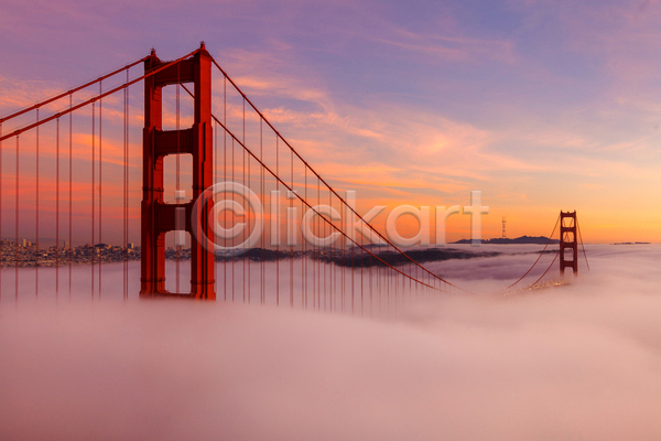 사람없음 JPG 포토 해외이미지 구름(자연) 금문교 샌프란시스코 야외 일출 주간 캘리포니아 풍경(경치) 하늘 해외202004