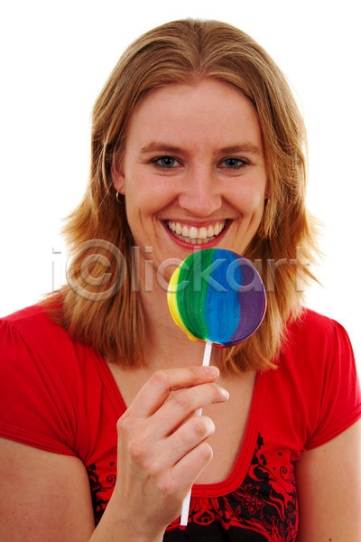 사람 한명 JPG 포토 해외이미지 고립 과자 돈 먹기 미소(표정) 사탕 음식 응시 치과의사 컬러풀 해외202004