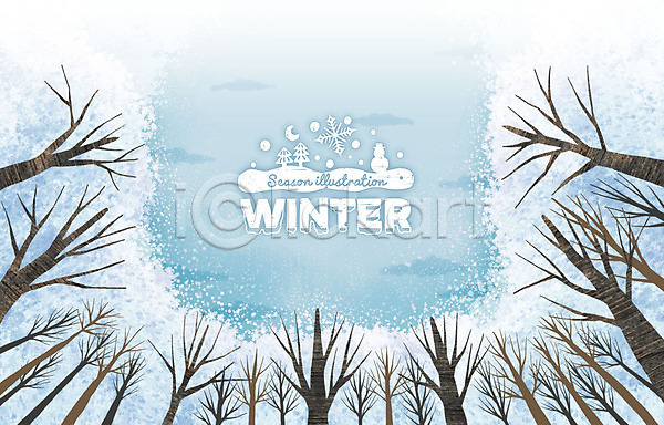 사람없음 PSD 일러스트 겨울 겨울배경 계절 구름(자연) 나무 눈(날씨) 눈꽃 눈덮임 눈사람 눈송이 라벨 백그라운드 초승달 하늘