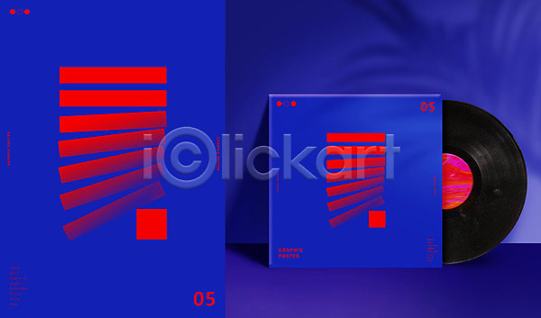 사람없음 AI(파일형식) 일러스트 그라데이션 그래픽 그림자 도형 레코드판 빨간색 사각형 앨범 야자수 야자수잎 유행 지오메트릭 파란색 포스터