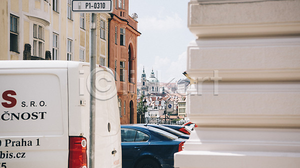감성 사람없음 JPG 포토 도시풍경 동유럽 야외 여행 유럽건축 유럽풍경 자동차 주간 체코 표지판 풍경(경치) 프라하