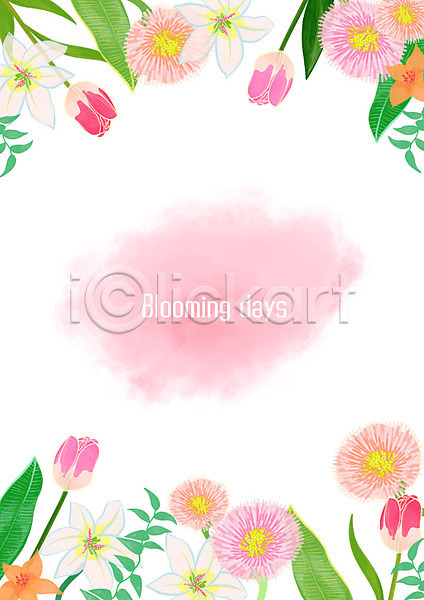 사람없음 PSD 일러스트 꽃 꽃백그라운드 꽃프레임 다양 백그라운드 번짐 분홍색 사각프레임 수채화(물감) 풀잎