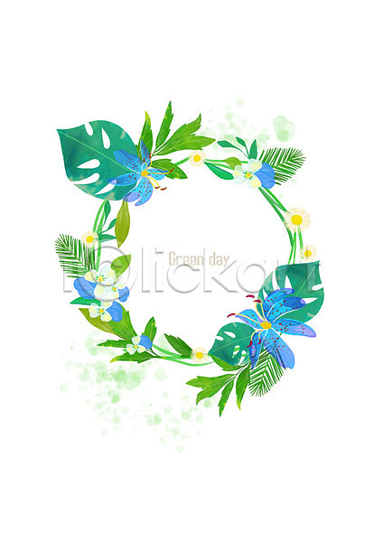 사람없음 PSD 일러스트 꽃 꽃백그라운드 꽃프레임 나뭇잎 몬스테라 백그라운드 번짐 수채화(물감) 열대잎 원형프레임 트로피컬아트 파란색 풀잎