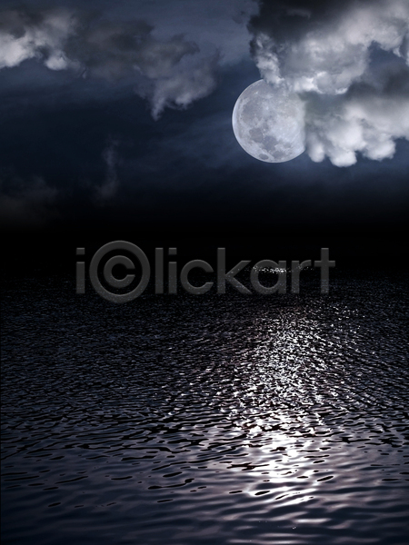 사람없음 JPG 포토 해외이미지 구름(자연) 달 바다 보름달 야간 야외 풍경(경치) 해외202004