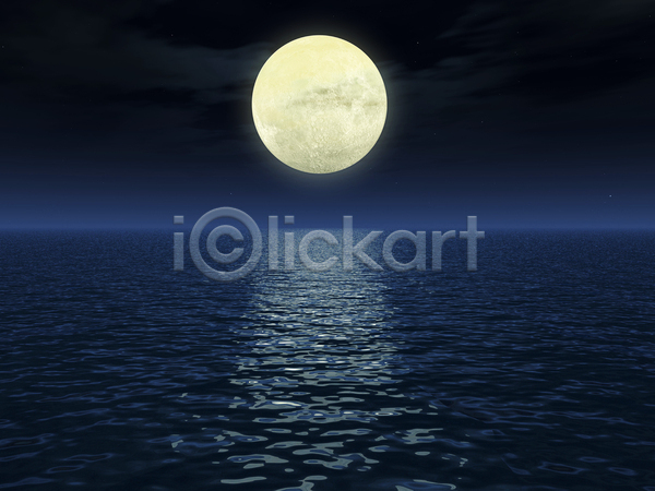 사람없음 JPG 포토 해외이미지 달 바다 반사 보름달 야간 야외 풍경(경치) 해외202004