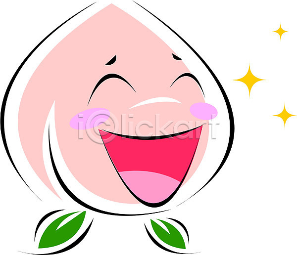 행복 사람없음 EPS 아이콘 과일 과일캐릭터 농작물 미소(표정) 복숭아 식물 열매 웃음 캐릭터 클립아트