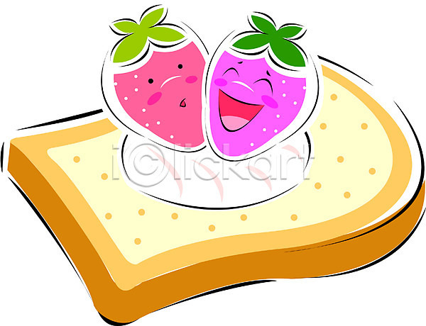 사람없음 EPS 아이콘 과일 과일캐릭터 디저트 딸기 빵 식물 식빵 열매 제빵 캐릭터 클립아트