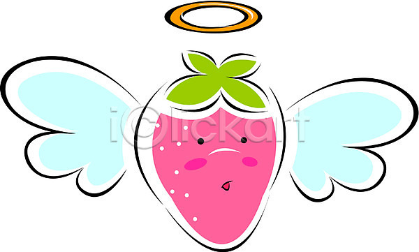 사람없음 EPS 아이콘 가상인물 과일 과일캐릭터 딸기 식물 열매 천사 캐릭터 클립아트