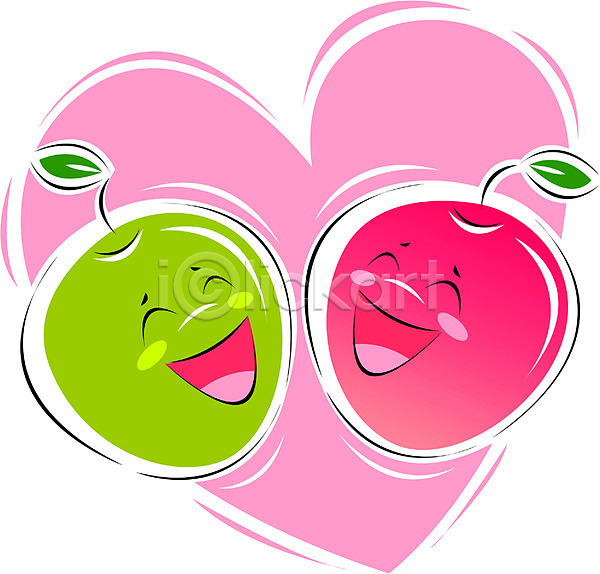 사랑 행복 사람없음 EPS 아이콘 과일 과일캐릭터 농작물 사과(과일) 사과데이 식물 애플데이 열매 캐릭터 클립아트 하트