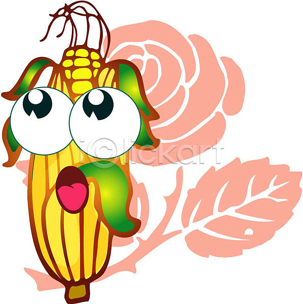일러스트 식물 식재료 열매 옥수수 음식 음식캐릭터 장미 캐릭터 클립아트
